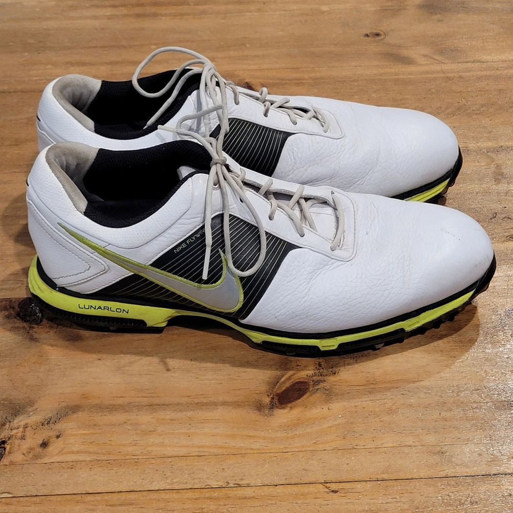 Nike Lunar Control Golf Shoes Mens Size 10 White Black Spiked 418471-106 Flywire - Picture 6 of 14